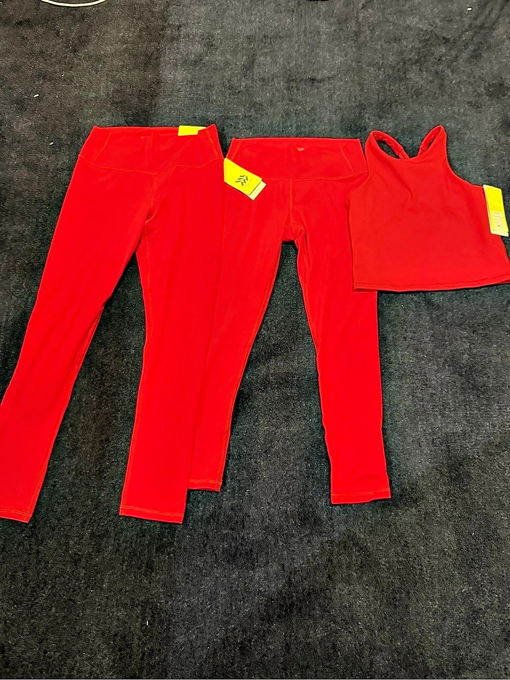 All in Motion Set Crop Tank Top / Legging Set Red Girls Small NwT and Medium- wo